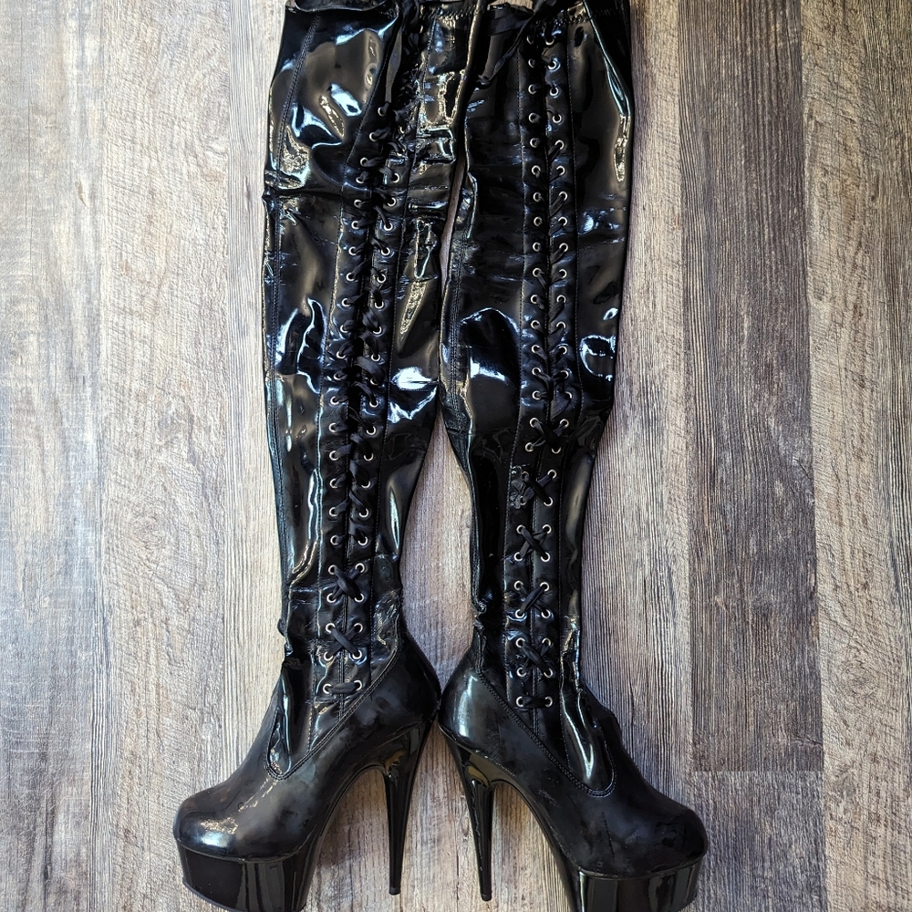 Pleaser Delight 3050 7" Thigh High Stripper Pole Dance Boots Size 7
